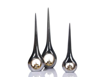 NHTC1139 3-Piece Silver & Gold Candle Holder Set