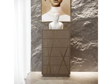 Nixa - Modern Wide Birch + Brushed Bronze Chest