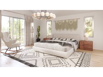 Sogno - Italian Modern Beige Fabric Low Headboard Bed