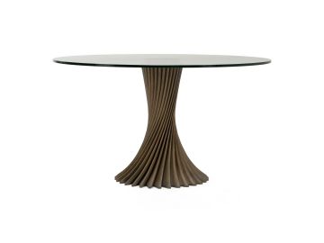 Ocasio - Modern Glass + Grey Ash Round Dining Table