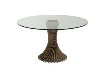 Ocasio - Modern Glass + Grey Ash Round Dining Table