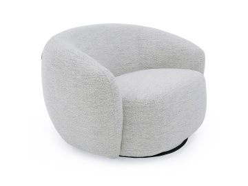 Omaha - Modern Swivel Off White Fabric Chair
