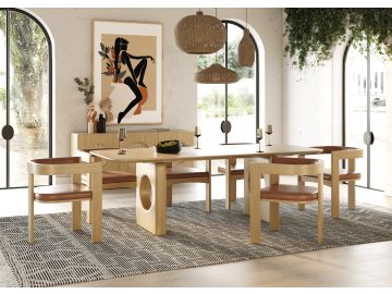 Oshana - Modern White Oak Dining Set