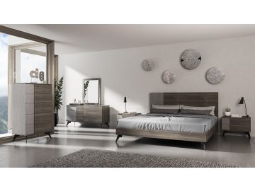 Palermo Italian Modern Faux Concrete & Grey Bed