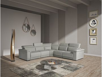 Lamod Italia Palinuro - Modern Grey Leather Sectional Sofa