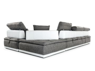 Panorama Italian Modern Grey Fabric and White Leather Sectional Sofa