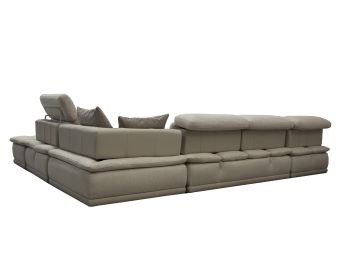 Panorama - Italian Modern Taupe Grey Fabric and Leather Modular Sectional Sofa