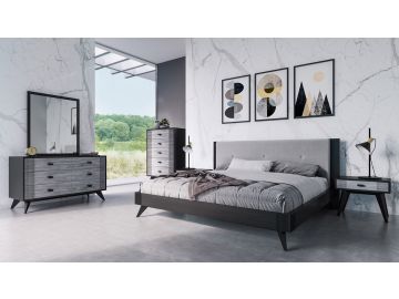 Panther Contemporary Grey & Black Bed