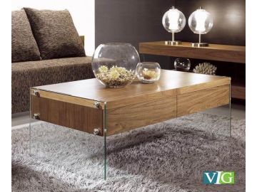 Aura Modern Walnut Floating Coffee Table