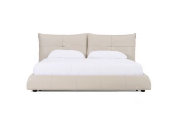 Patrick - Modern Light Grey Leather Bed