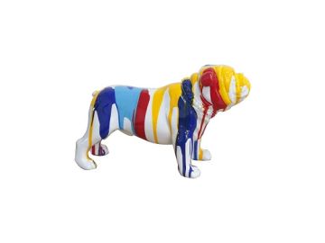 White Multi Colored Bulldog Sculpture