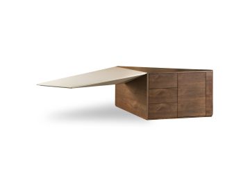 Pilot - Modern Dark Walnut + Beige Leather Desk