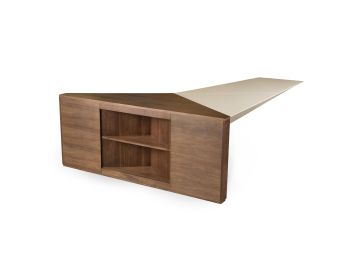 Pilot - Modern Dark Walnut + Beige Leather Desk