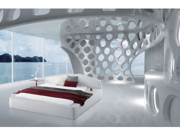 Pisa Modern White Leatherette Platform Bed
