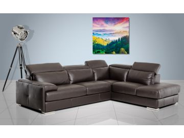 Pistoia Modern Espresso Full Leather Sectional Sofa