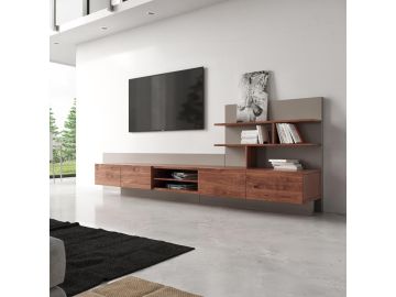 Pompeii Contemporary Grey & Walnut Entertainment Center