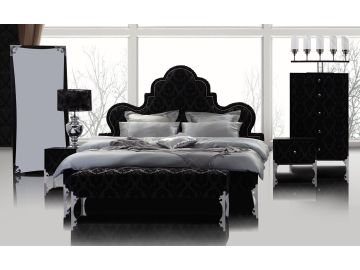 Prague Transitional Black Leatherette Padded Bed