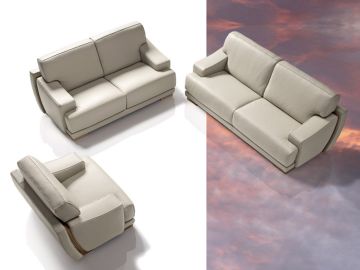 Dima President Modern Grey Leather Sofa Set