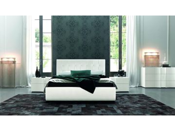 SMA Prestige - White Kaiman Eco-Leather Bed with Swarovski Crystals