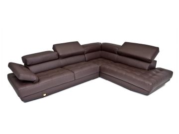Dima Principe Made In Italy Espresso Full Top Grain Leather Sectional Sofa