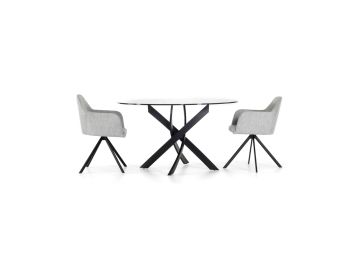 Pyrite Modern Smoked Glass & Black Round Dining Table