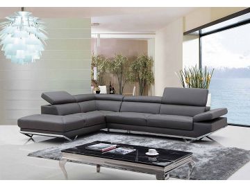 Quebec - Modern Dark Grey Eco-Leather Left Facing Sectional Sofa