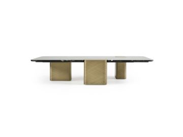 Quest - Modern Black Rose Marble + Antique Brass Coffee Table