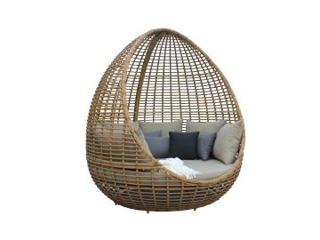 Cocoon - Outdoor Beige + Wicker Lounge Bed