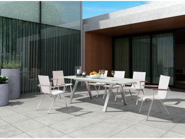 Raffia Outdoor White Dining Set