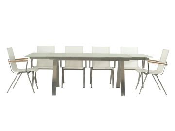 Raffia Outdoor White Dining Set