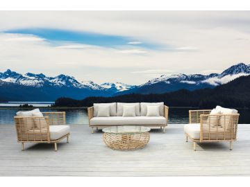 Bombay - Beige and Wicker Outdoor Sofa Set
