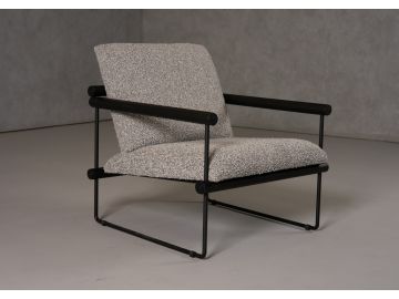 Ravina - Modern Grey Fabric + Black Accent Chair