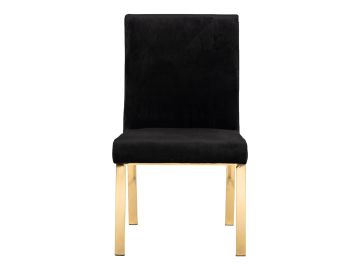 Reba Modern Black Velvet & Gold Dining Chair (Set of 2)