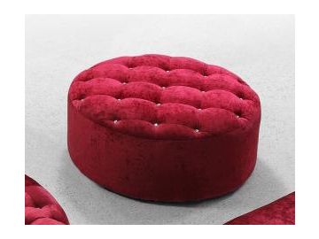 Cosmopolitan - Transitional Red Fabric Round Ottoman