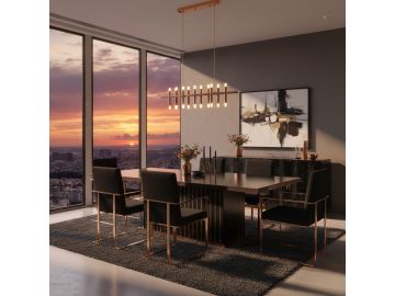 Talin Modern Black Crocodile & Rosegold Dining Table