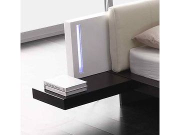 Reno-Tech Contemporary Wenge Platform Bed w/ Built-in Nightstands