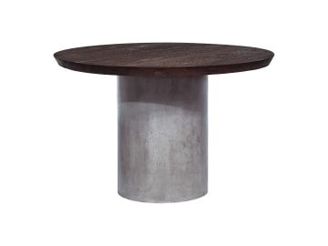 Renzo Modern Round Oak & Concrete Dining Table