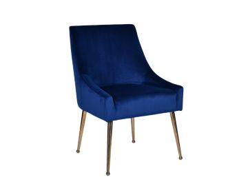 Castana Modern Blue Velvet & Gold Dining Chair (Set of 2)