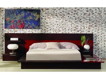 Queen Rimini Contemporary Walk-On Platform Bed with Nightstands