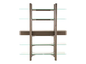 Rinaldi - Mid-Century Modern Grey Ash + Glass Bookshelf