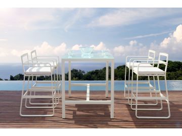 Rita Outdoor White Bar Table Set