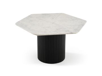 Rivas - Modern White Marble + Black Hex Dining Table