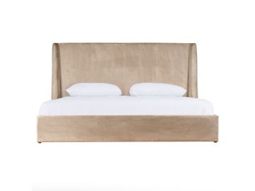 Roma - Modern Taupe Microfiber Upholstered Bed