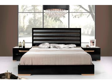 Queen Romeo Italian Modern Black & Rosegold Bed