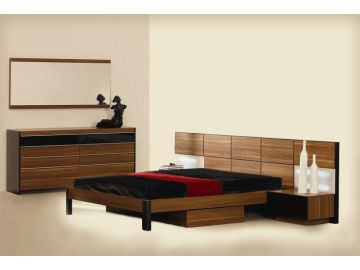 Rondo Modern Platform Bed w/ Nightstands Storage And Lights