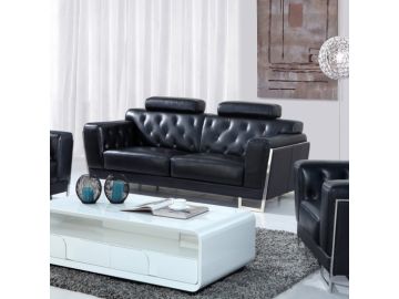 Huron Modern Black Leather Sofa