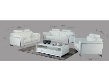 Huron Modern White Leather Sofa Set