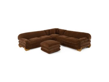 Crockett - Modern Brown Fabric Ottoman