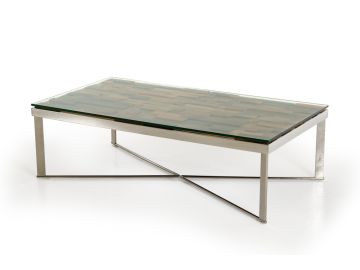 Modrest Santiago Modern Rectangular Wood Mosaic Coffee Table