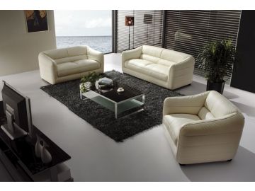 371 Modern Beige Leather Sofa Set